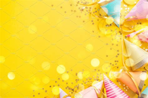 Birthday party background on yellow containing birthday, background, and party | Birthday party ...