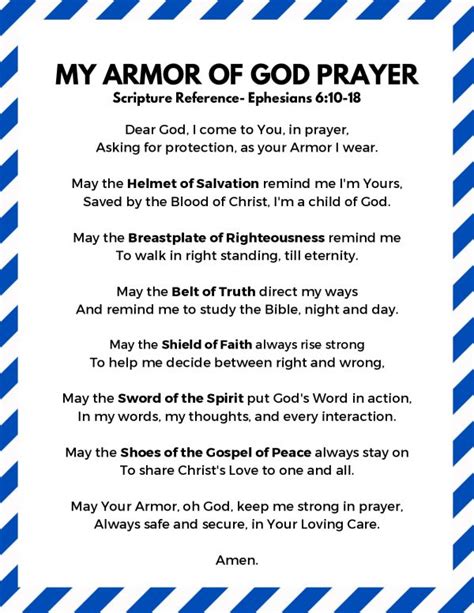 The Full Armor of God Prayer for Kids (Free Printable) - Bút Chì Xanh