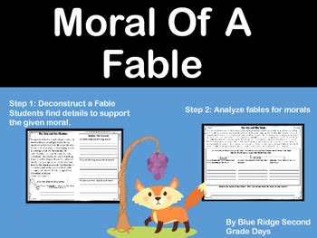 Understanding Moral Of A Fable by Courtney Eller | TPT