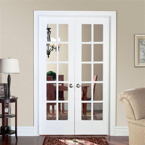 Masonite 48 in. x 80 in. No Panel 10-Lite Primed Smooth Pine Prehung Interior French Door 468265 ...