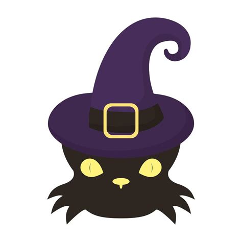 halloween cat black head wearing witch hat flat style icon 4219049 Vector Art at Vecteezy