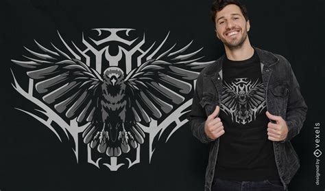 Raven Bird Flying Open Wings T-shirt Design Vector Download