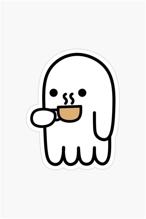 Adorable Ghost Enjoying a Warm Cup of Coffee