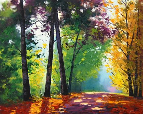 Dappled Light Autumn Forest Painting Path Full HD | Impressionist ...