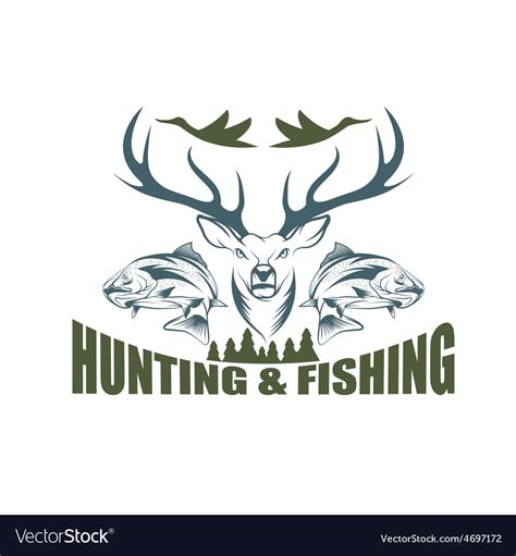 Hunting and fishing vintage emblem design template