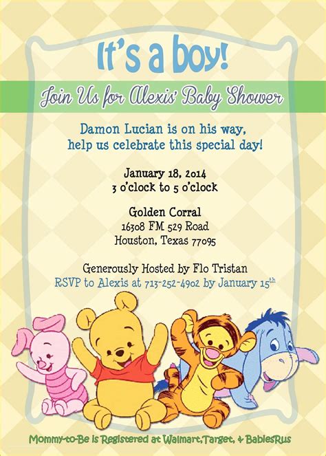 40 Winnie the Pooh Baby Shower Invitations Templates Free | Heritagechristiancollege