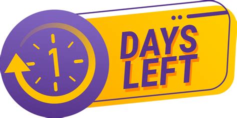 1 days left countdown png illustration template. Countdown days sign to event in yellow and ...