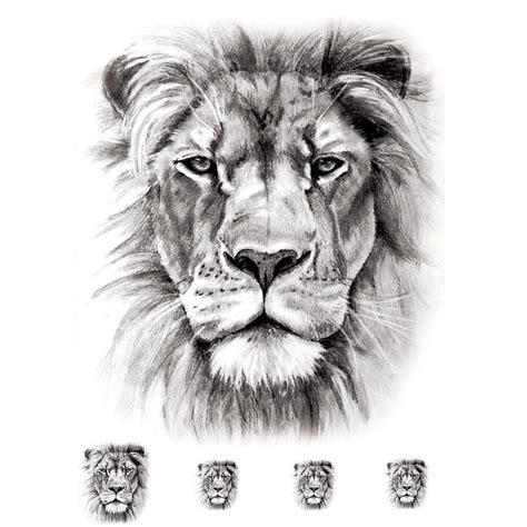 Temporary tattoo: Realistic Lion (5 pieces) - ArtWear Tattoo ...