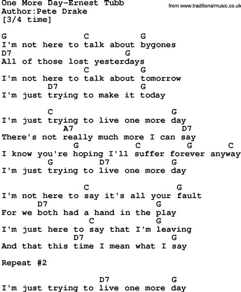 Country Music:One More Day-Ernest Tubb Lyrics and Chords