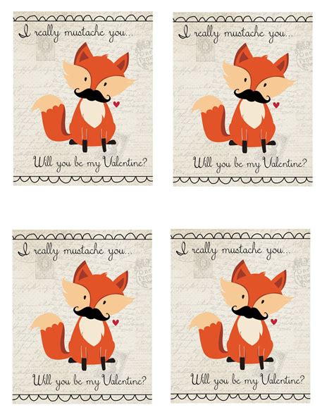 Foxy Printable Valentine | Fox valentine card, Valentines cards ...