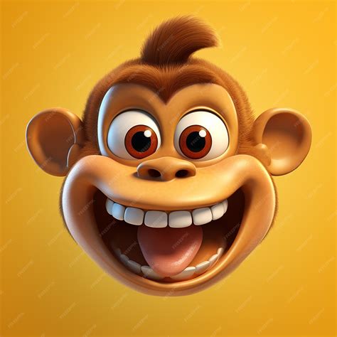 Premium AI Image | smiling monkey emoticon on yellow background