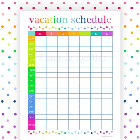 Vacation Schedule Template Doctemplates | My XXX Hot Girl