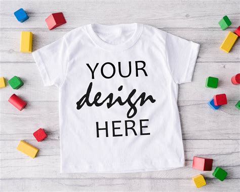 Kids T-shirt Mockup White Tshirt Mock up Toddler Mockup Template Mock-up Wood Background SVG ...