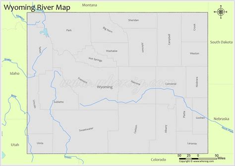 Wyoming River Map - Check list of Rivers, Lakes and Water Resources of Wyoming. Free Download ...