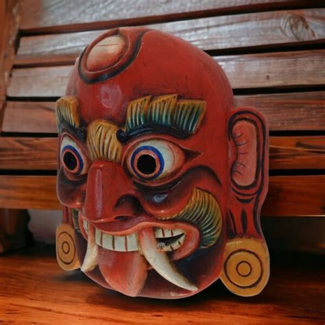 Lakhey Traditional Wooden Mask | Himalayan Spiritual Décor