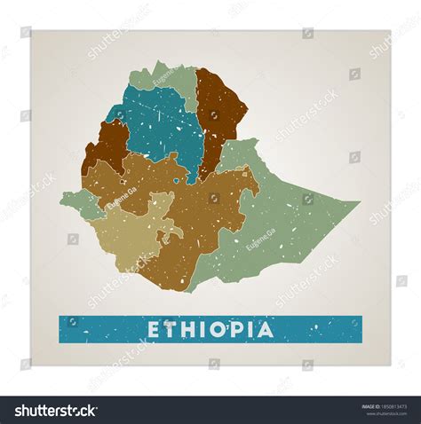 Ethiopia Map Country Poster Regions Old: เวกเตอร์สต็อก (ปลอดค่า ...