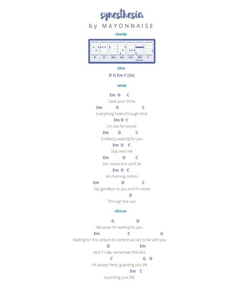 Synesthesia by Mayonnaise Ukulele Chords and Lyrics | PDF