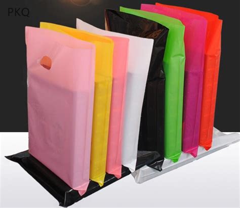 50pcs 9 color Plastic Gift Bag Packaging Bags Plastic Shopping Bags ...