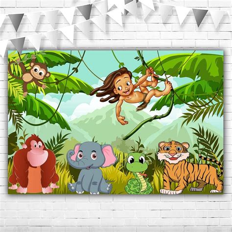 Buy Tarzan Backdrop for Birthday Party 5x3ft Jungle Theme Background ...