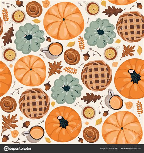 Cute seamless autumn pattern background. Autumn wallpaper Stock Vector ...