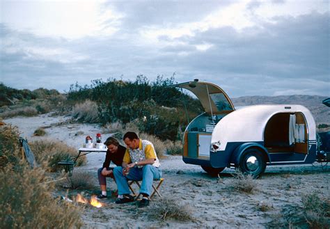 My Mom and Dad camping in California's Mojave Desert in 1956 with their Tear Drop trailer ...