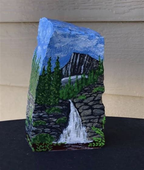 Waterfall | Painted rocks, Painting, Waterfall