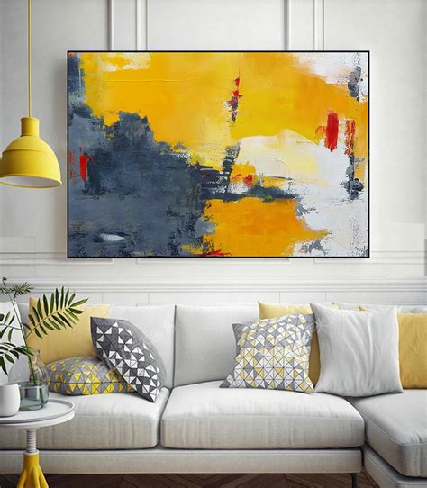 Yellow Abstract Painting,Gray Abstract Art,White Abstract Painting ...