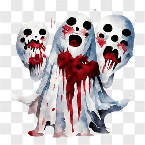 Download Spooky Halloween Ghosts with Bloody Faces PNG Online ...