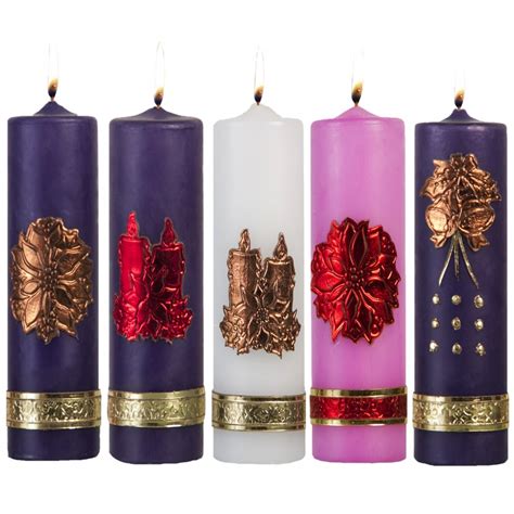 5PC SET OF DECORATIVE ADVENT CANDLES - San Francis