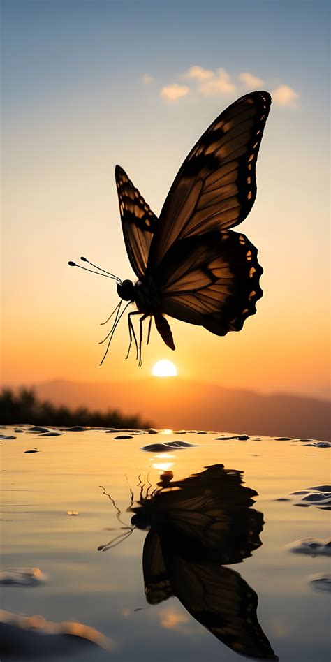 Sunset Wallpaper Butterfly - MyWallpapers.in