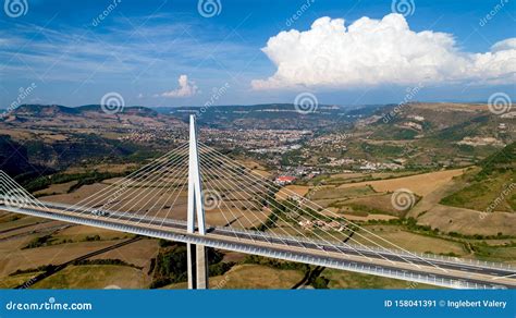 Aerial View of Millau City and Viaduct in the Aveyron Editorial Photo ...