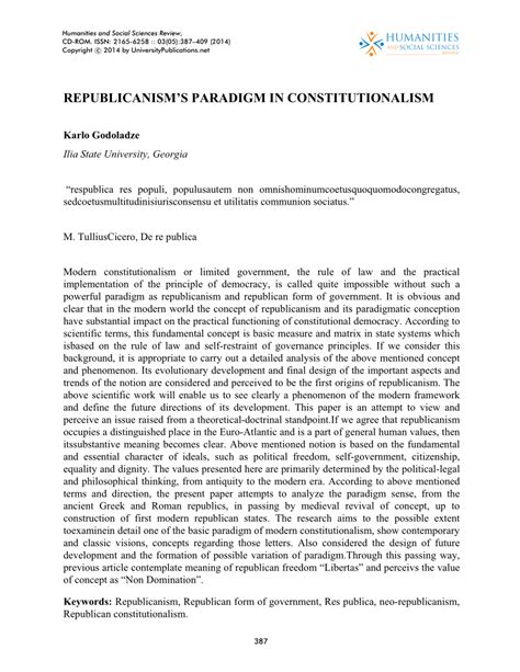 (PDF) REPUBLICANISM’S PARADIGM IN CONSTITUTIONALISM