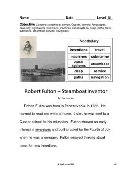 Robert Fulton – Steamboat Inventor by Sue Peterson | TpT