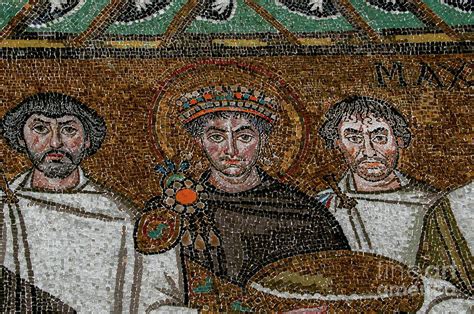 Emperor Justinian the Great, ruler of the Eastern Roman Empire - 6th century Byzantine mosaic ...