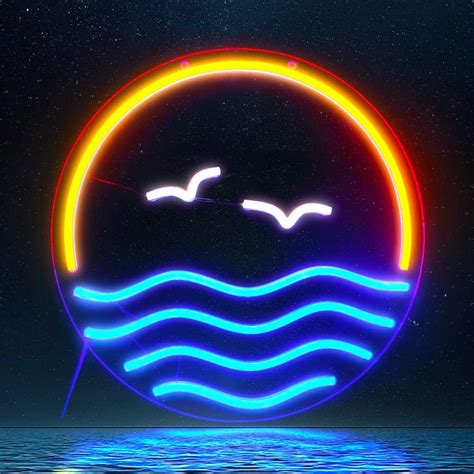 Amazon.com : Sunrise Sunset Neon Sign Dimmable Wave Neon Sign Tropical ...