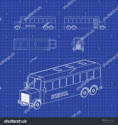 School Bus Vector Blueprint Stock Vector (Royalty Free) 429527908 ...