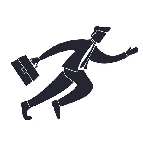 Black silhouette businessman running hurry up.Flat Illustration vector.Cartoon character man ...