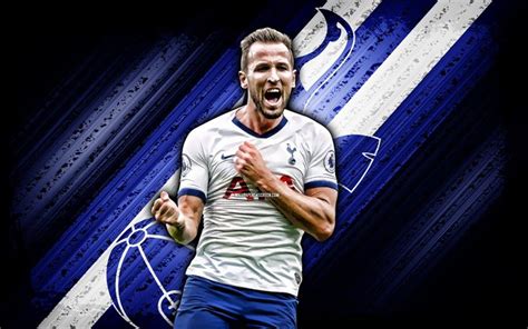 Download Harry Kane, 4k, blue grunge background, Tottenham Hotspur FC ...