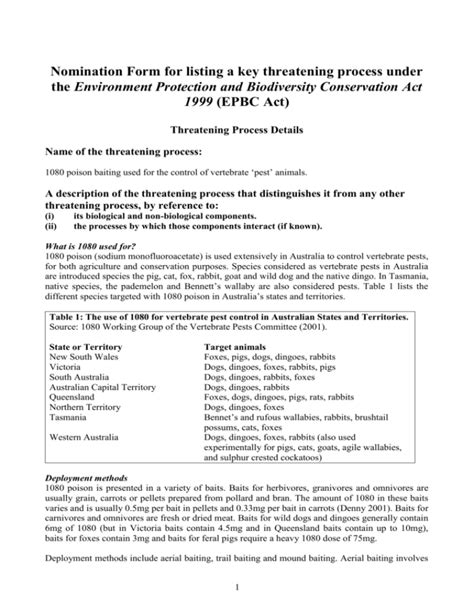 1080 poison baiting - Department of the Environment