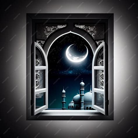 Premium AI Image | A window with a moon and a moon in the background