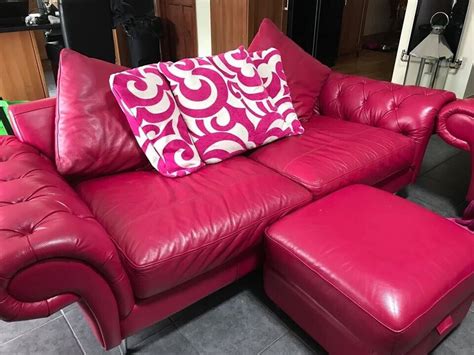 Pink Leather Chesterfield Style Sofa | in Coventry, West Midlands | Gumtree