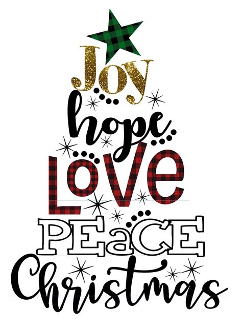 Joy Hope Love Peace Christmas Buffalo Plaid SVG INSTANT | Etsy