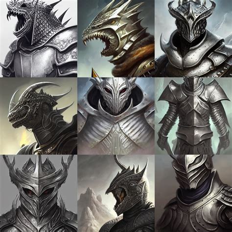 silver dragonborn paladin, d & d, fantasy, portrait, | Stable Diffusion