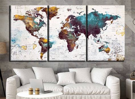 World Mapworld Map Wall Artworld Map Canvasworld Map - Etsy | World map wall art, World map art ...