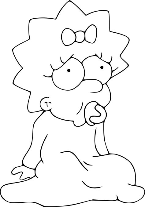 Maggie Simpson drawing and coloring page - free printable coloring pages on coloori.com