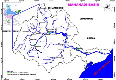 Map showing detailed view of Mahanadi River, its tributaries, and... | Download Scientific Diagram