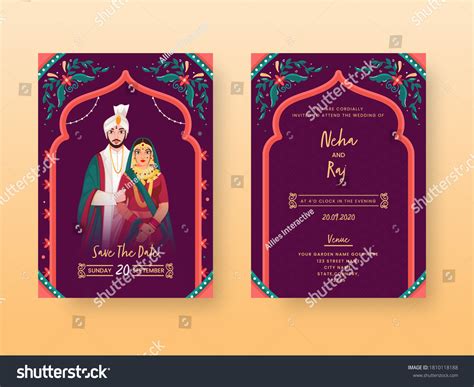 Vintage Wedding Invitation Card Template Layout Stock Vector (Royalty Free) 1810118188 ...