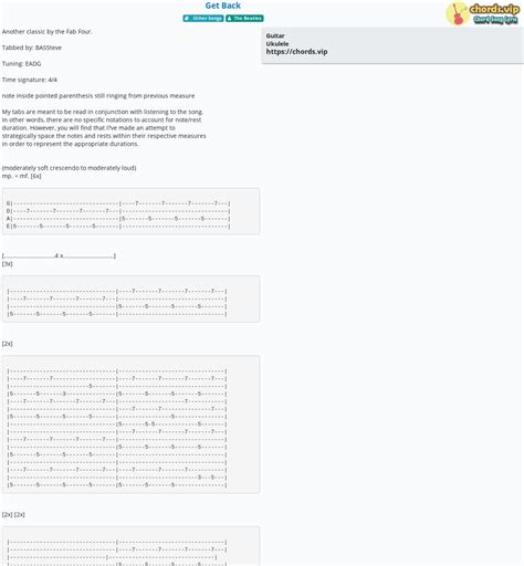 Chord: Get Back - tab, song lyric, sheet, guitar, ukulele | chords.vip