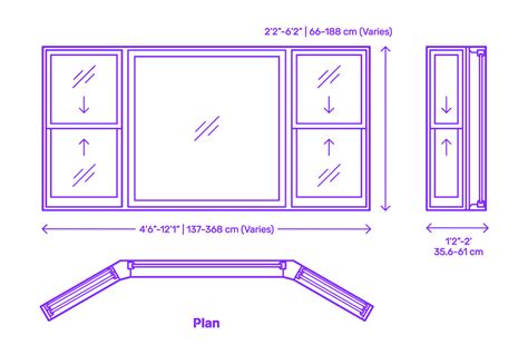 Bay Window - 30 Degree, Double-Hung Dimensions & Drawings | Dimensions.com