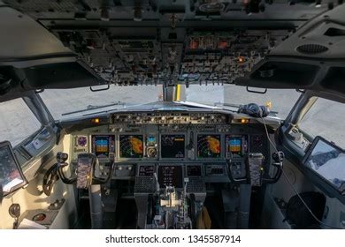 Full View Commercial Jet Airplanes Cockpit Stock Photo 1345587914 ...